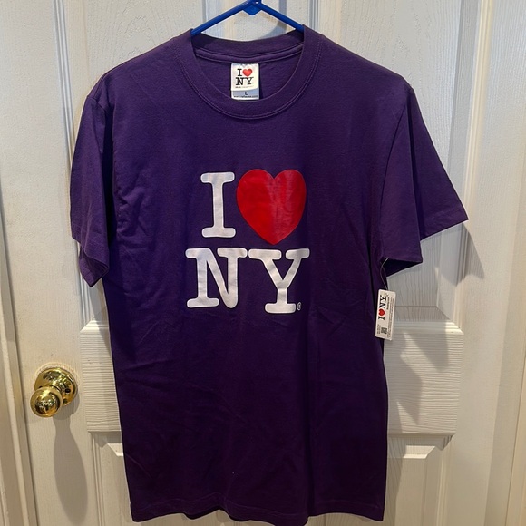 I love NY purple cotton short sleeve Tee t-shirt nwt large - Picture 1 of 5